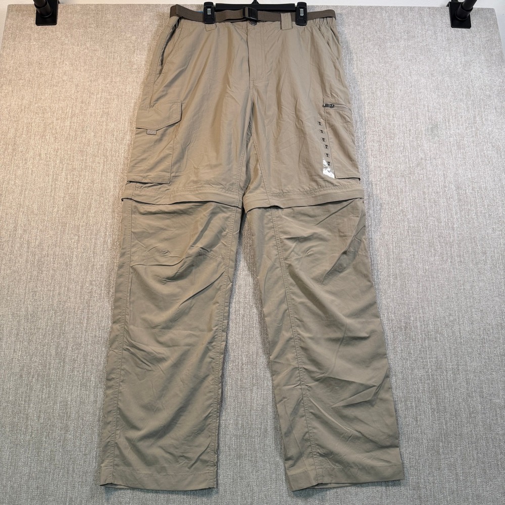 Columbia Silver Ridge Convertible Cargo Pants Mens 34x32 Tan Hiking UPF NEW